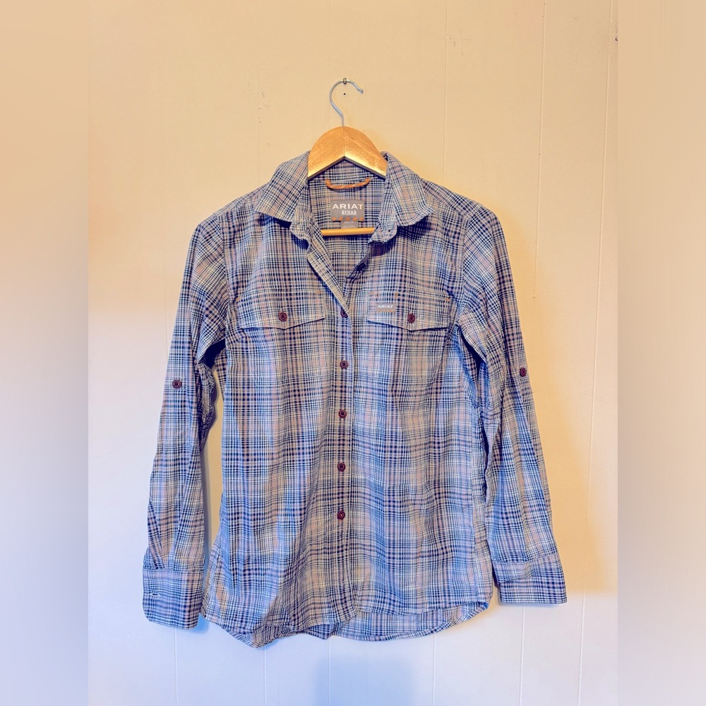 Ariat Rebar Stretch Collared Shirt, Plaid, XS